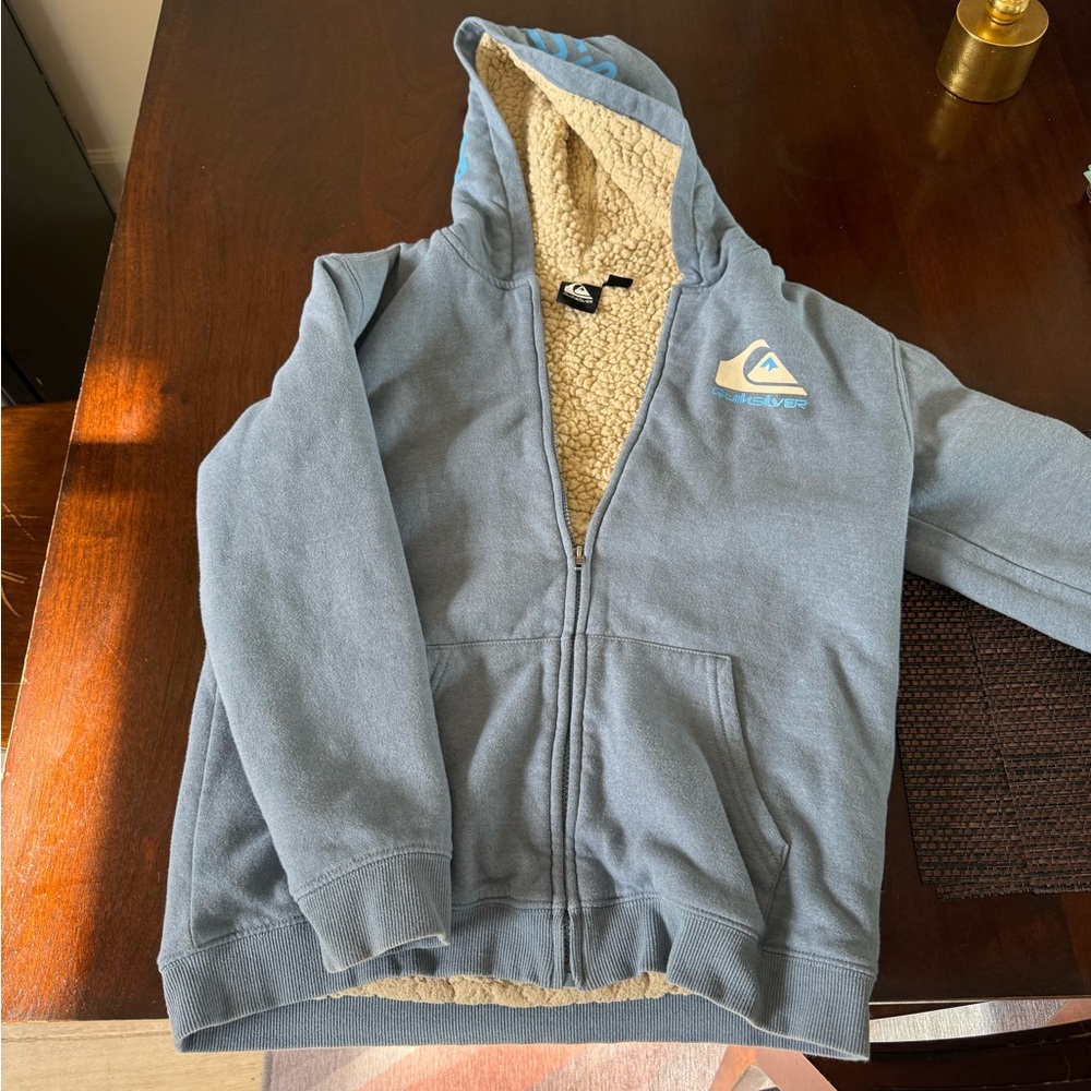 Quiksilver Gray Kids Sherpa-Lined Hoodie (L 14/16)